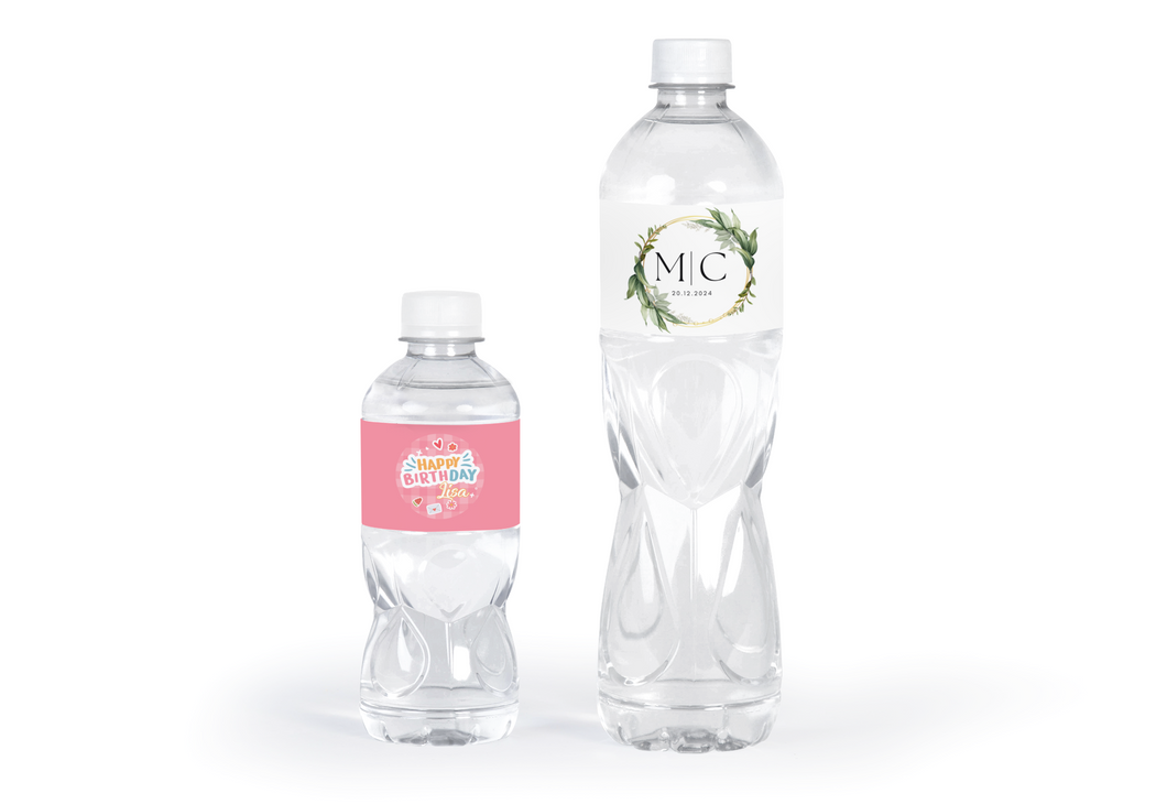 Water Bottle Label Stickers - White Weatherproof Polyester - Fidjiti