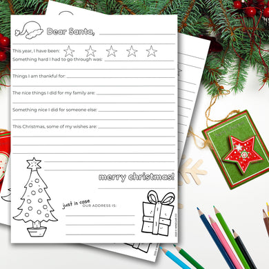Letter to Santa Printable | "DEAR SANTA" Christmas Letter | Letter to Santa | Coloring Letter to Santa |  8.5x11 PDF Digital Download - Winegar Company